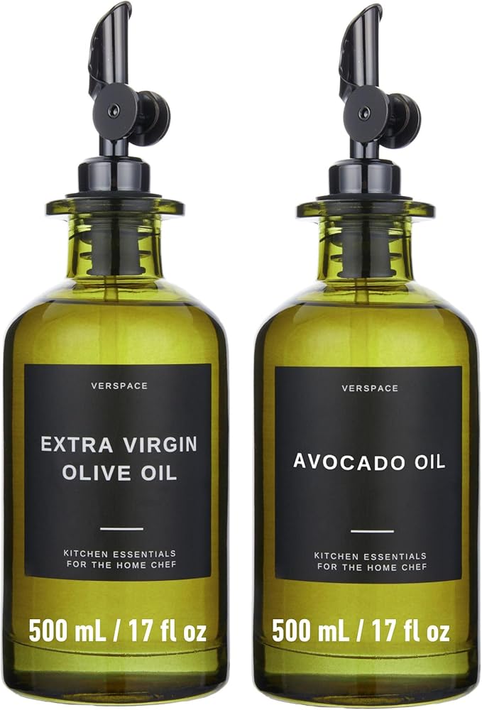 Verspace UV-Protected Green Glass Olive Oil Dispenser Bottles by Verspace