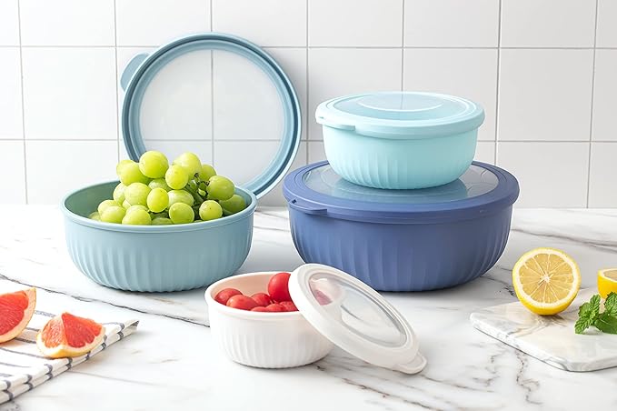 COOK WITH COLOR Prep Bowls with Lids- Wide and Deep Nesting Plastic Small - Image 8