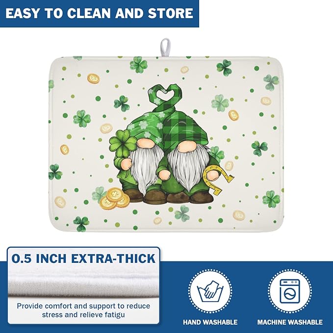 St Patrick's Day Gnome Dish Drying Mat - Image 5