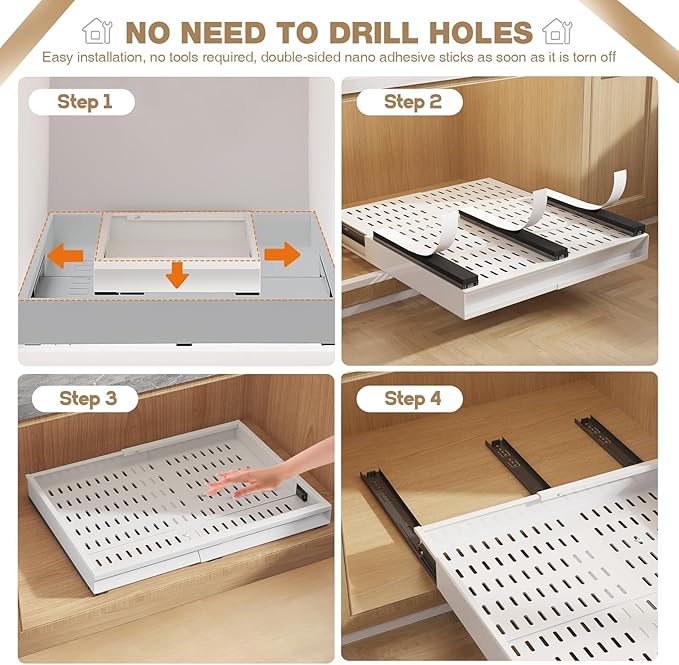 Seinloes 4 Pack Pull Out Cabinet Organizer - Image 8
