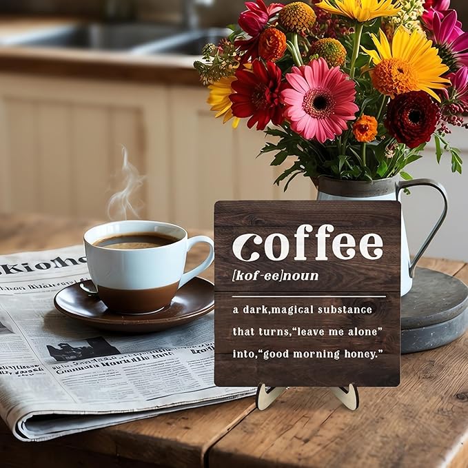 Coffee Bar Sign Plaque, Coffee Bar Accessories, Vintage Cafe Bar Plaque Desk - Image 6
