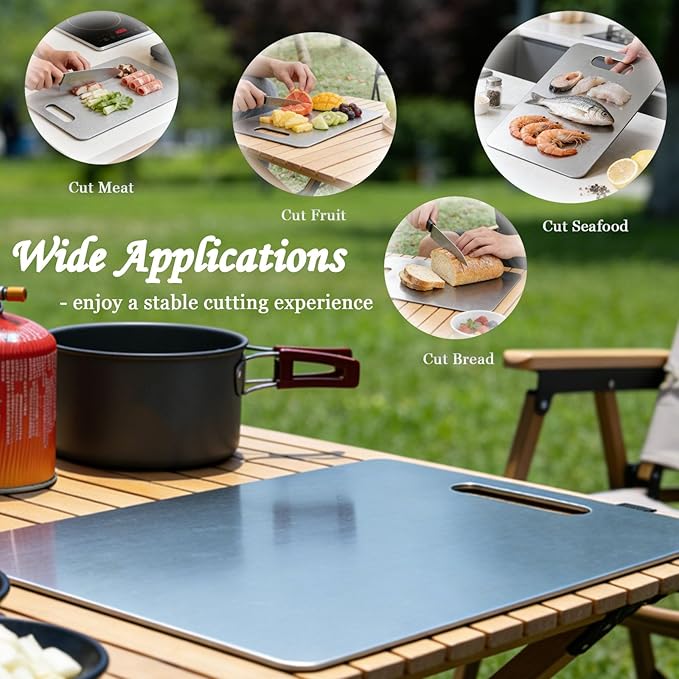 100% Pure Titanium Cutting Board Set of 3, Double-Sided Titanium Cutting Boards - Image 3