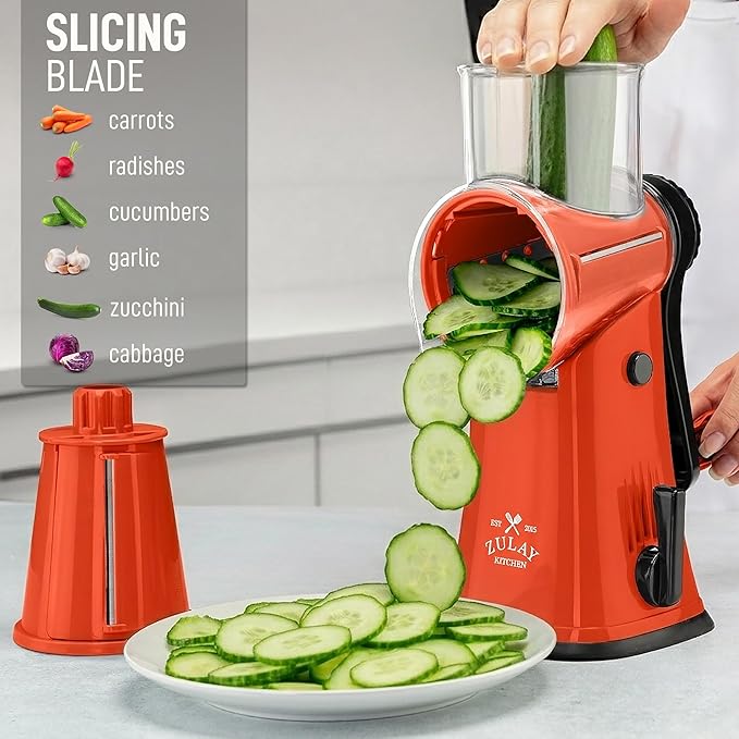 Zulay Kitchen Rotary Cheese Grater 5 Blade Cheese Shredder - Image 5