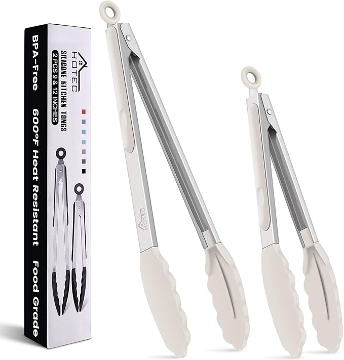 HOTEC Premium Stainless Steel Locking Kitchen Tongs by Hotec