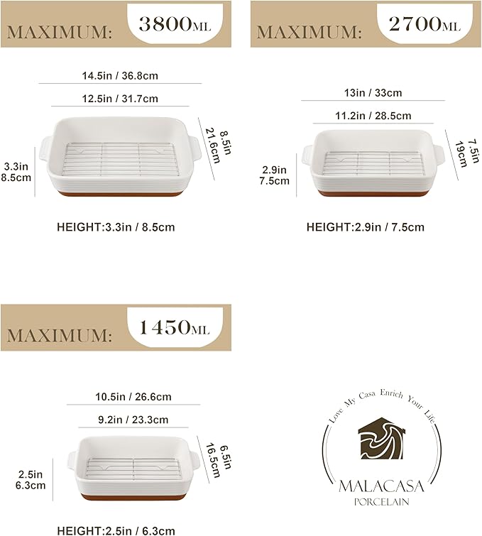 MALACASA Casserole Dishes for Oven - Image 2