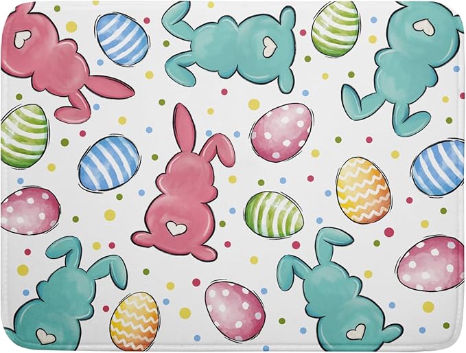 Easter Dish Drying Mat for Kitchen Counter Colorful Bunny Holiday Microfiber by Unknown