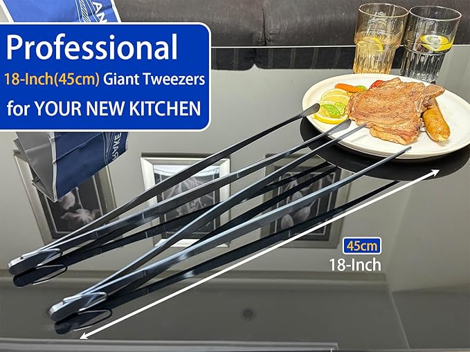 JETKONG 2 Pcs 18 Inch Stainless Steel Grill Tongs Heavy Duty Giant Tweezer Tongs - Image 4