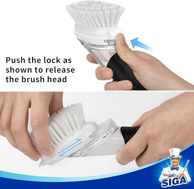 MR.SIGA Soap Dispensing Dish Brush Storage Set, Kitchen Brush - Image 4