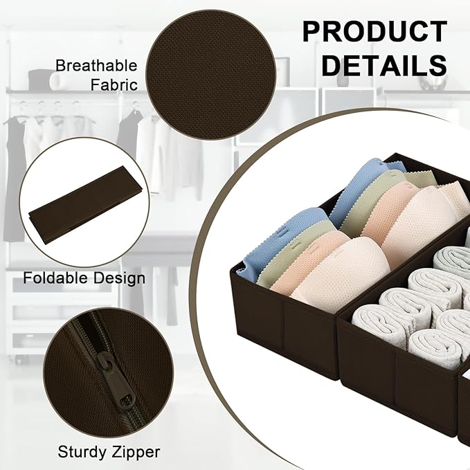 DIMJ Drawer Organizer Clothes, Underwear Drawer Organizer, Fabric Drawer - Image 2