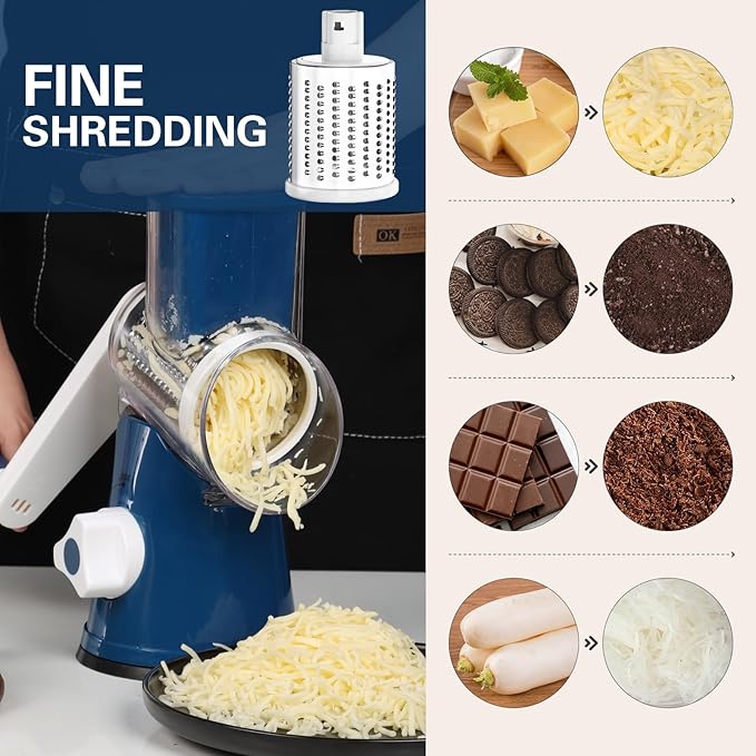 Cambom Rotary Cheese Grater Hand Crank Cheese Shredder - Image 4