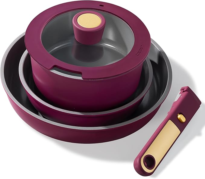 CAROTE Ceramic Pots and Pans Set, Nonstick Cookware Set Detachable Handle by CAROTE
