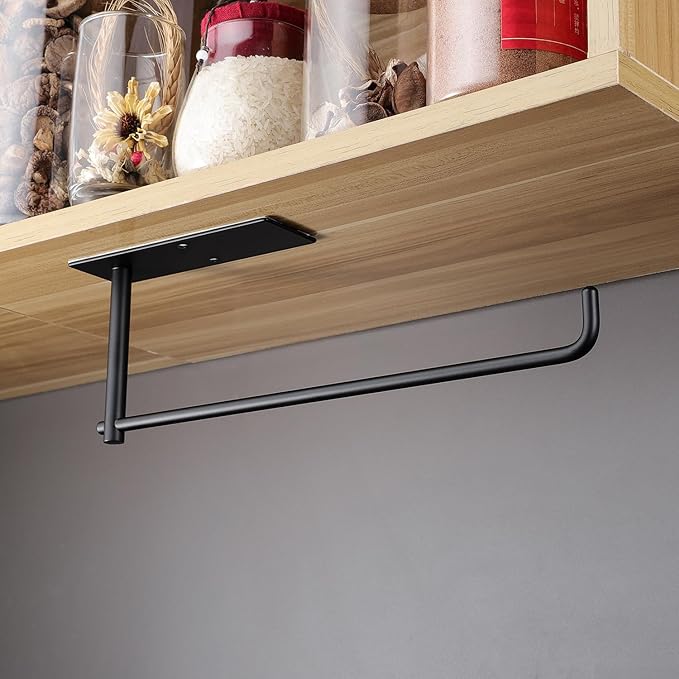 SUNTECH 2 Pack Paper Towel Holder Under Cabinet, Adhesive or Drilling Paper - Image 3