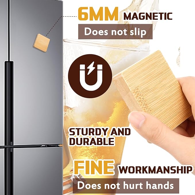 Vesici 24 Pcs Magnetic Bottle Opener 2.5in DIY Bamboo Square Shape Beer Openers - Image 3
