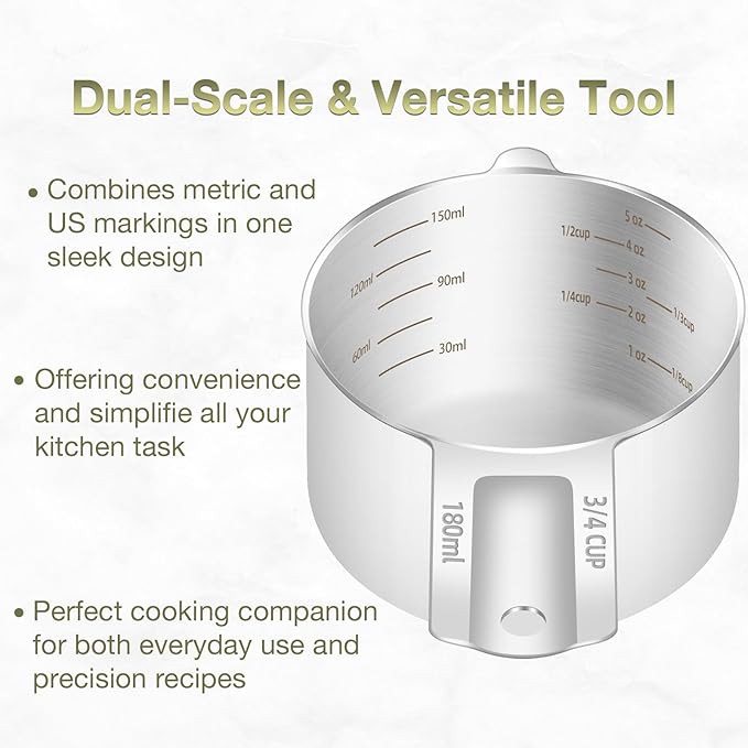 1PCS 3/4Cup Single Measuring Cup, Etched Inner Scale Stainless Steel Measure - Image 4