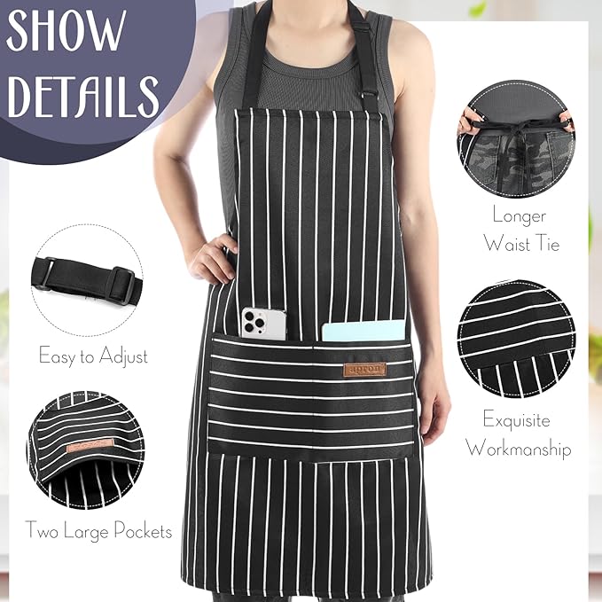 Handepo 12 Pcs Cotton Aprons for Women Men - Image 3