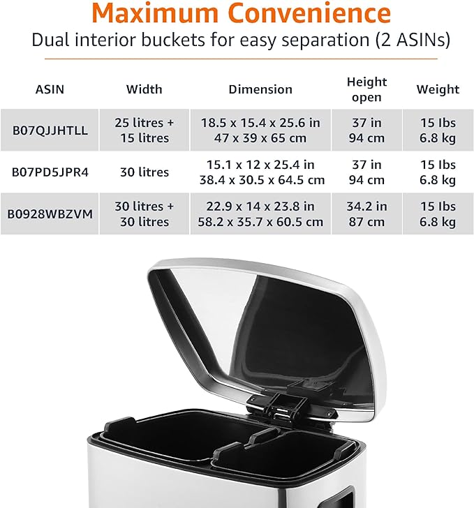 Amazon Basics Dual Compartment Recycling Trash Can - Image 5