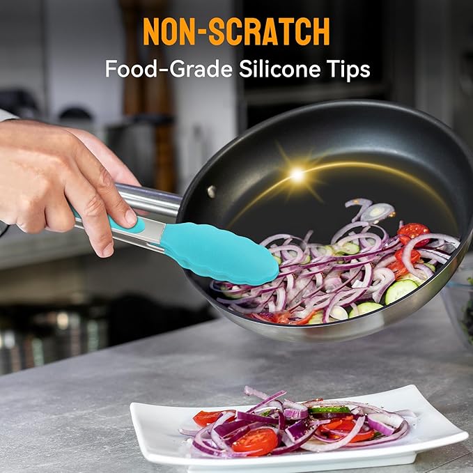 HOTEC Premium Stainless Steel Locking Kitchen Tongs - Image 7