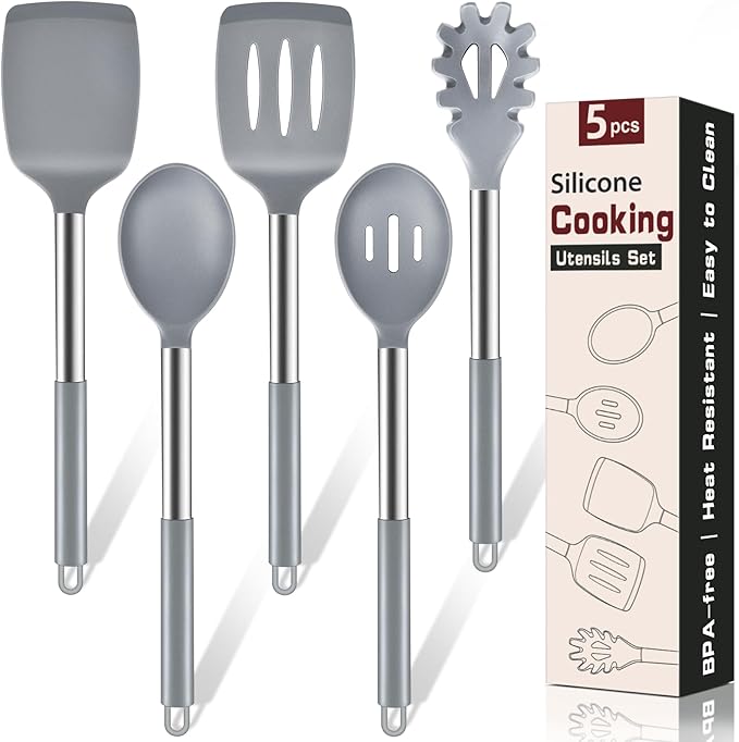 5Pcs Silicone Cooking Utensils Set, Heat Resistant Kitchen Tools Include by Unknown
