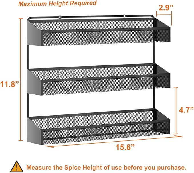 AULEDIO 2 Pack Spice Rack Organizer, 3 Tier Counter-top Stand or Wall Mounted - Image 5