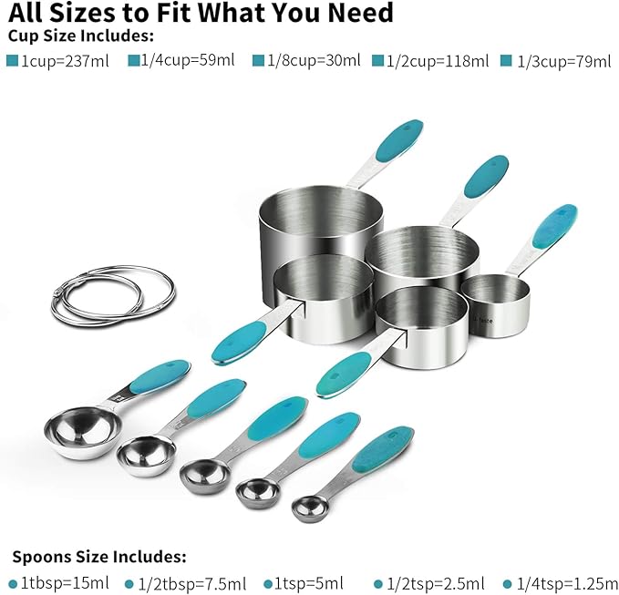 Measuring Cups : U-Taste 18/8 Stainless Steel Measuring Cups and Spoons Set of - Image 2