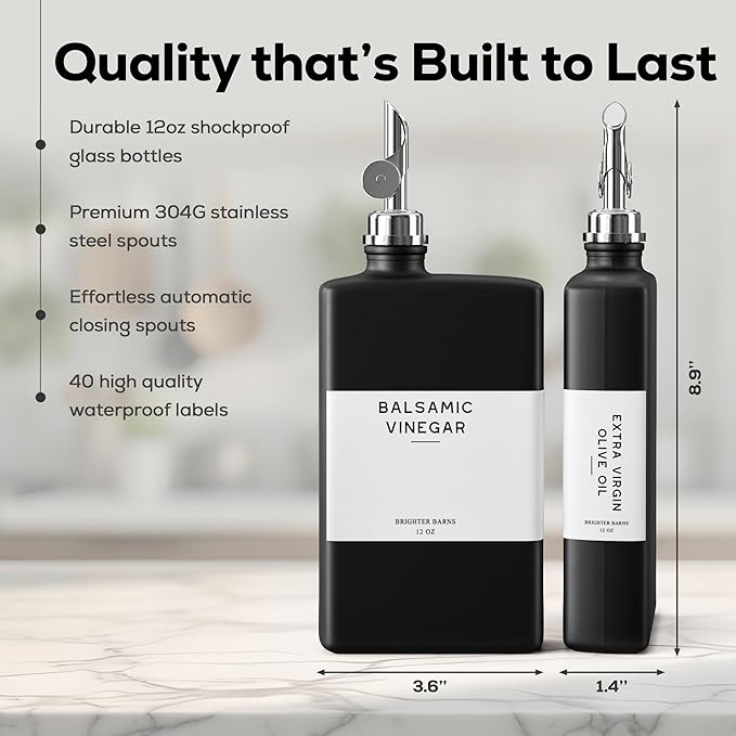 Black Glass Olive Oil Dispenser Bottle - Image 3