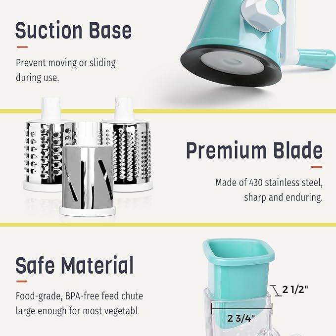 X Home Rotary Cheese Grater for Kitchen, Shredder - Image 6