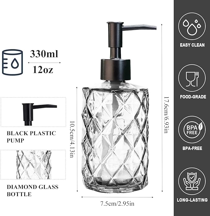 12Oz Small Glass Soap Dispenser - Image 2