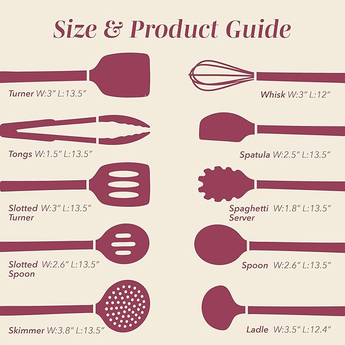 COOK WITH COLOR Silicone Cooking Utensils, Kitchen Utensil Set, Cooking Utensils - Image 6