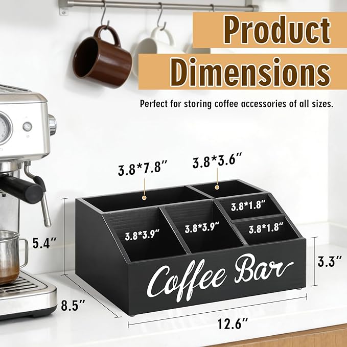 Coffee Station Organizer for Countertop, Wood Coffee Bar Organizer for - Image 6