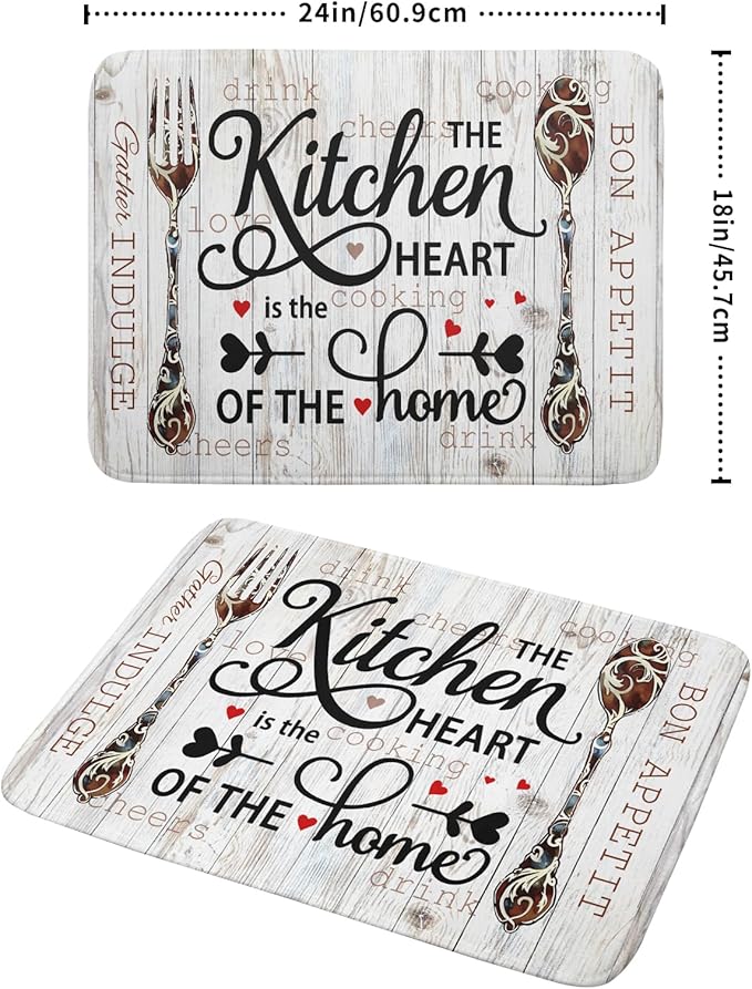 Giwawa 18"x24" Dish Drying Mat The Kitchen is The Heart of The Home- Knife Fork - Image 2