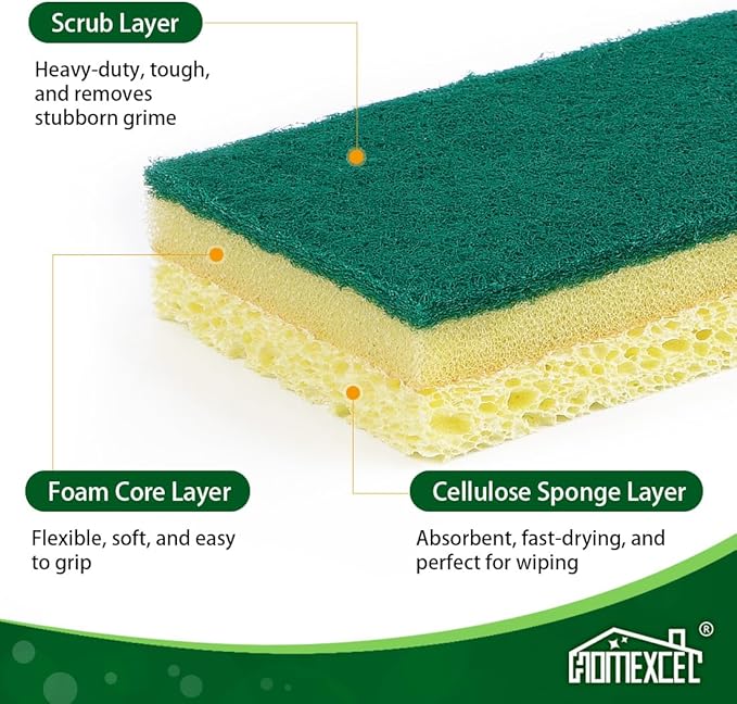 HOMEXCEL Sponges Kitchen 12pcs, Heavy Duty Sponges - Image 2