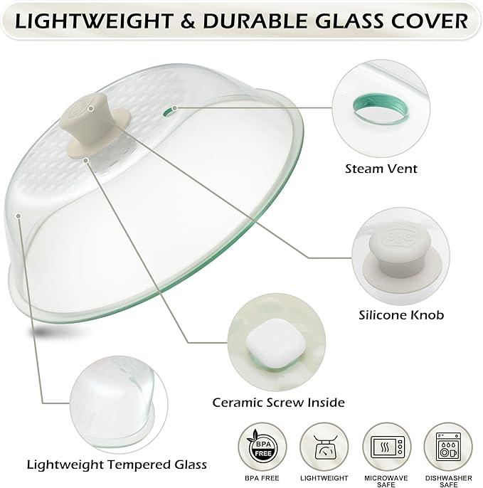 OEC Lighter Weight Tempered Glass Microwave Splatter Cover - Image 3