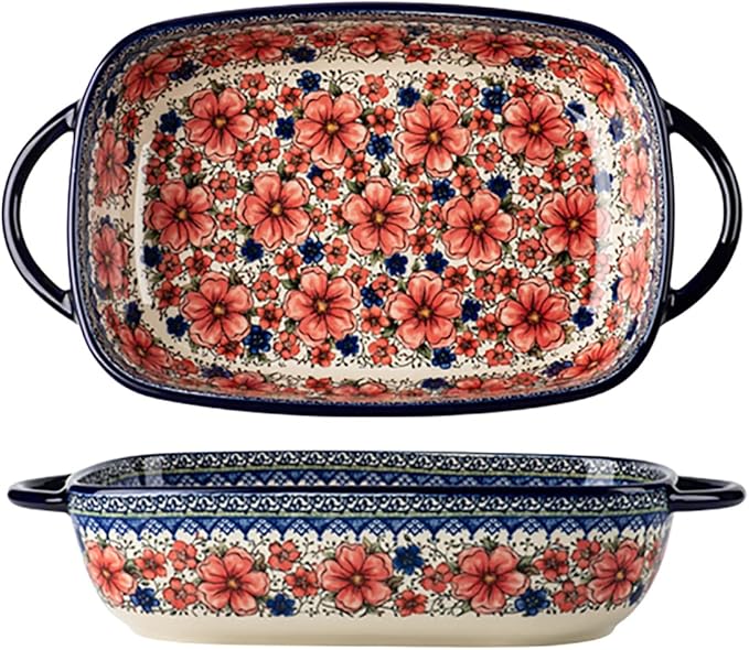 Vintage Style Pottery Bakeware Ceramic Casserole Dish Baking Pan Lasagna Pans by Bicuzat