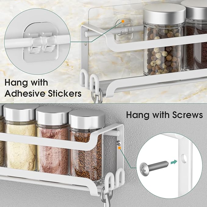 LUCYCAZ 2 Pack Wall Mounted Spice Rack - Image 6