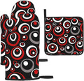 Retro Red Circles Oven Mitt and Pot Holder Set by Unknown