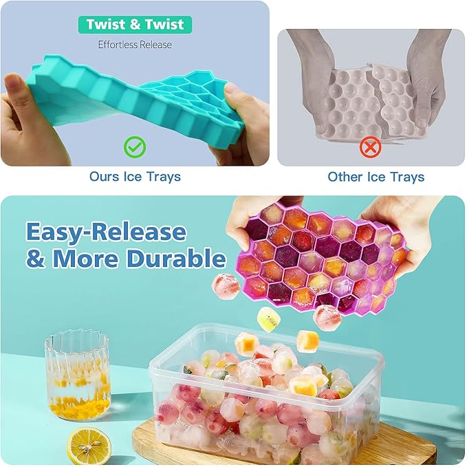 Azyh Ice Cube Trays for Freezer, 2 Pack Ice Cube Tray - Image 4
