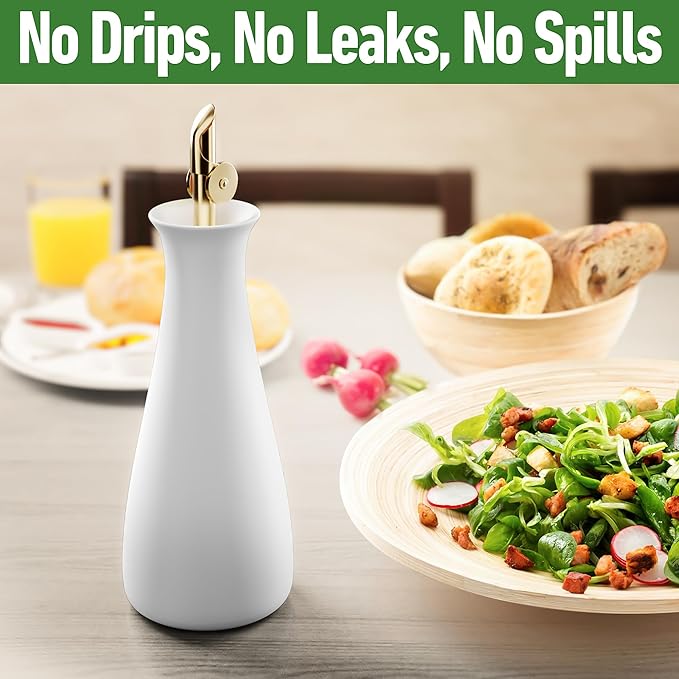Ceramic Olive Oil Dispenser - 530 ML Capacity Matte White Ceramic Oil Dispenser - Image 4