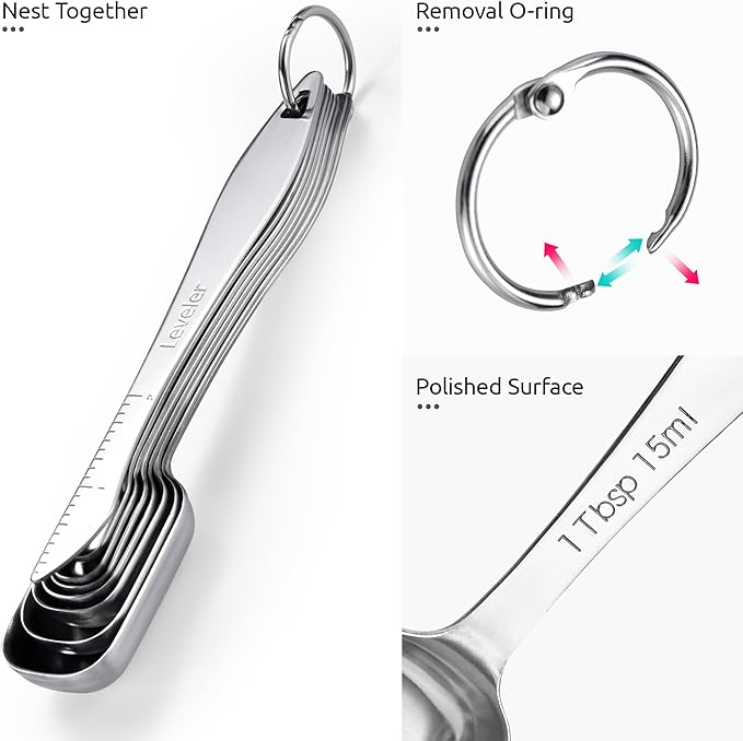 U-Taste Narrow Square Measuring Spoons: 18/8 Stainless Steel Kitchen Measure - Image 6