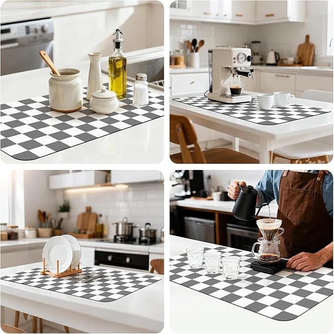 17" x 32" Checkered Dish Drying Mat - Image 8