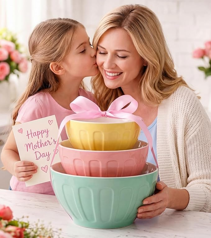 Lareina Ceramic Mixing Bowls Set of 3, Large Nesting Bowls - Image 7
