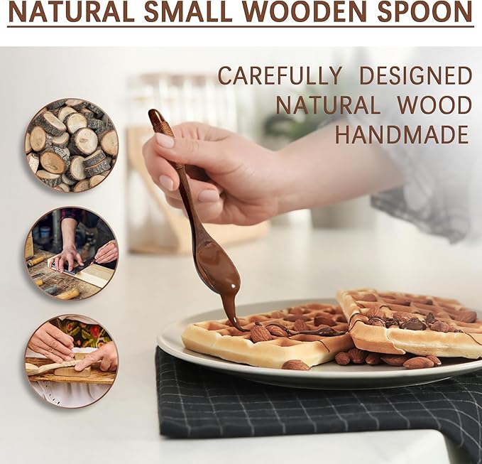 6 PCS Wooden Spoons for Honey, 6.7 inch Small Wooden Spoons - Image 5