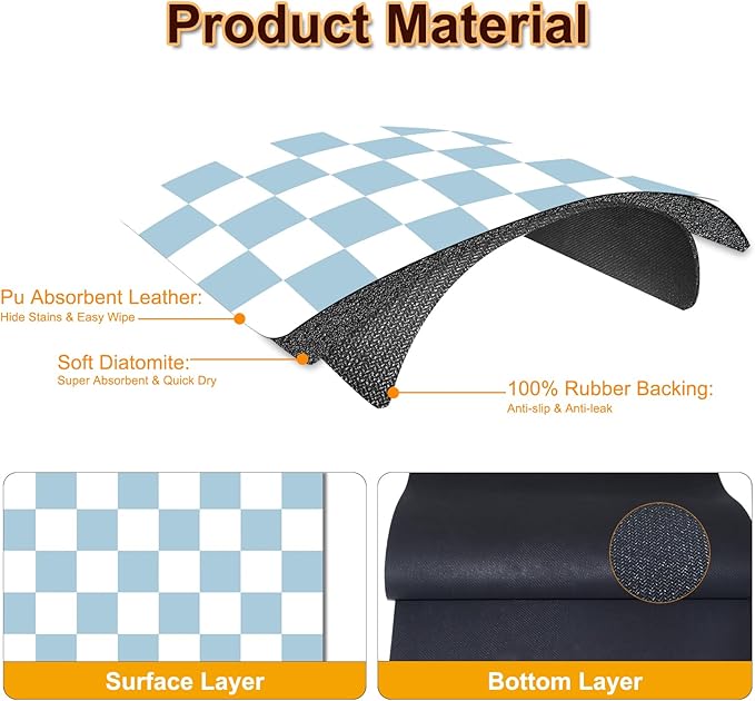 Dish Drying Mat for Kitchen Counter, Stain-Resistant Countertop Protector - Image 3