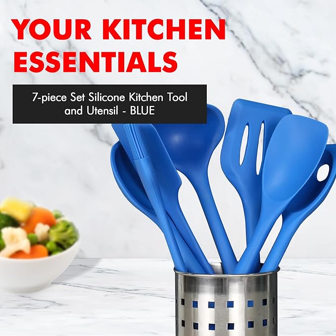 Chef Craft 7 Piece Blue Premium Silicone Kitchen Tool Set - Image 2
