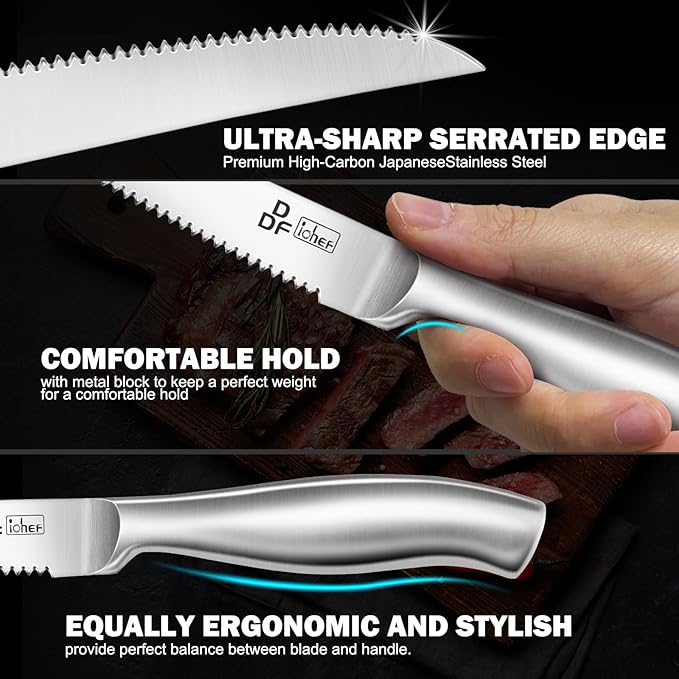 DDF iohEF Steak Knife Set, 8 Piece Steak Knife, High Carbon Japanese Stainless - Image 2