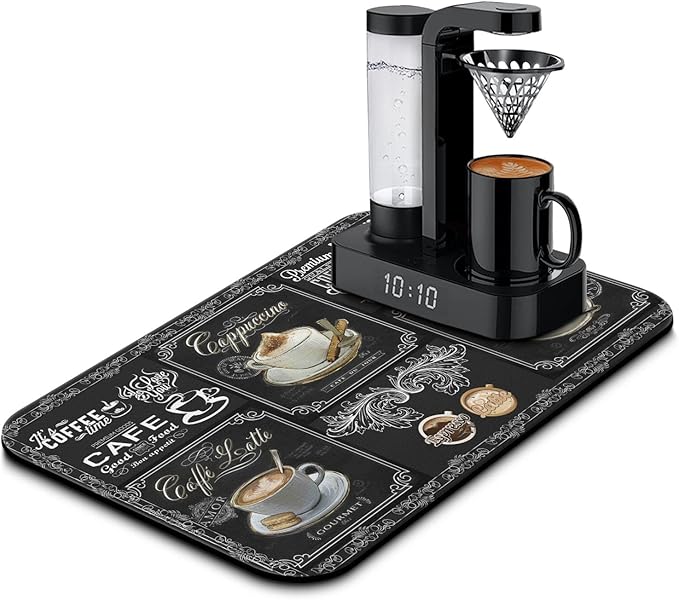 Fun Coffee Bar Mat, Fits Under Coffee Machine by Kuyig+Home