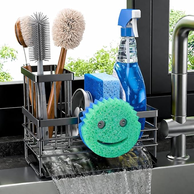 Cisily Sink Caddy with Smiley Face Sponge Holder by CISILYHOMELIFE