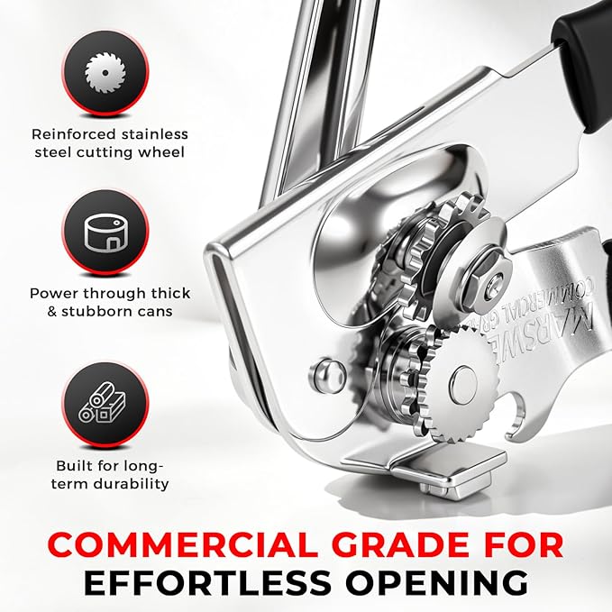 MARSWELL Heavy Duty Can Opener for Large Cans, Extra-Long Handles & Oversized - Image 3