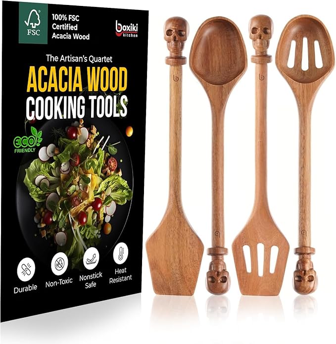 Acacia Wood Cooking Utensil Set by Boxikikitchen