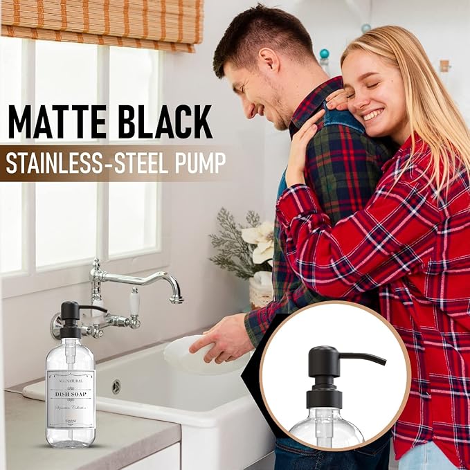 Sunrise Premium 2 Pack Clear Glass Soap Dispenser 16 OZ - Image 5