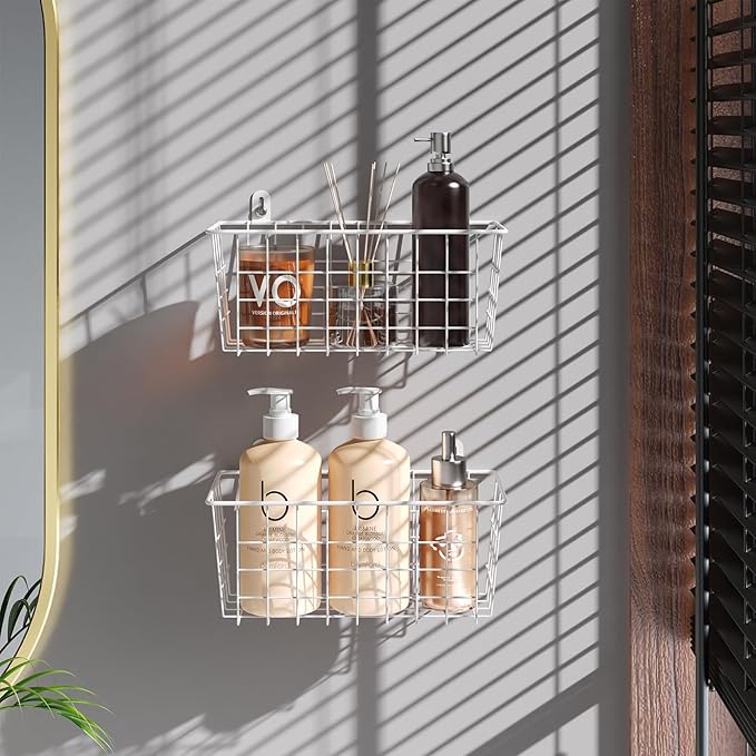 MaraFansie Hanging Wire Baskets Kitchen Storage Basket Adhesive and Screws - Image 3